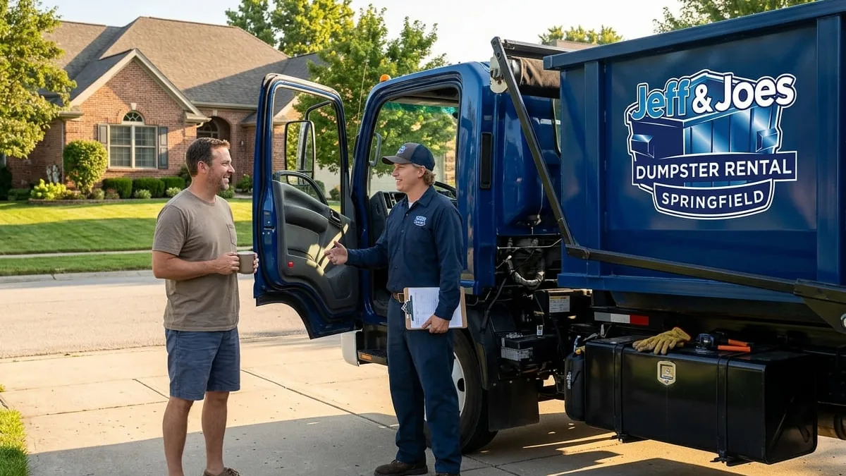Roll-off dumpster rental in Ash Grove, MO delivered by Jeff & Joes Dumpster Rental Springfield
