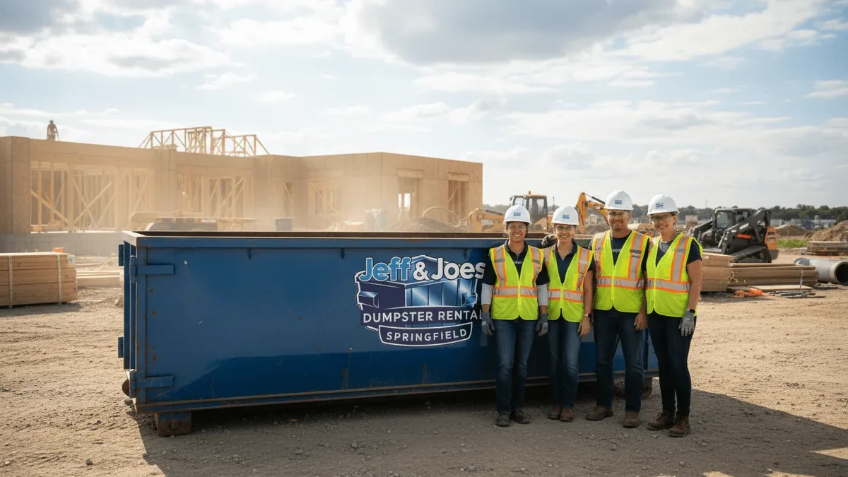 The Jeff & Joes Dumpster Rental Springfield team and fleet in Springfield, Missouri The Jeff & Joes Dumpster Rental Springfield team and fleet in Springfield, Missouri